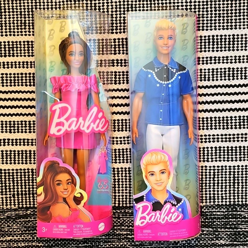 New - Mattel Western Ken and  65th Anniversary Barbie (brunette)